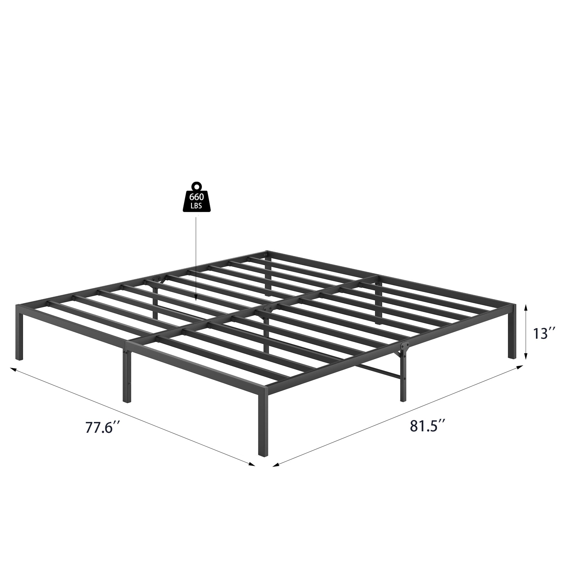 Wave-Headboard Metal Platform Bed