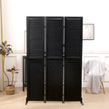 3 Panel Room Divider 6Ft Wood Folding Privacy Screen Black Room Separator Free Standing