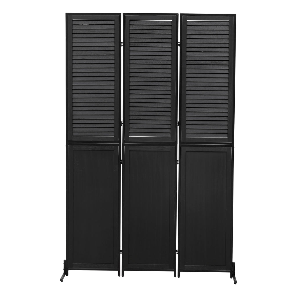 3 Panel Room Divider 6Ft Wood Folding Privacy Screen Black Room Separator Free Standing – view 8