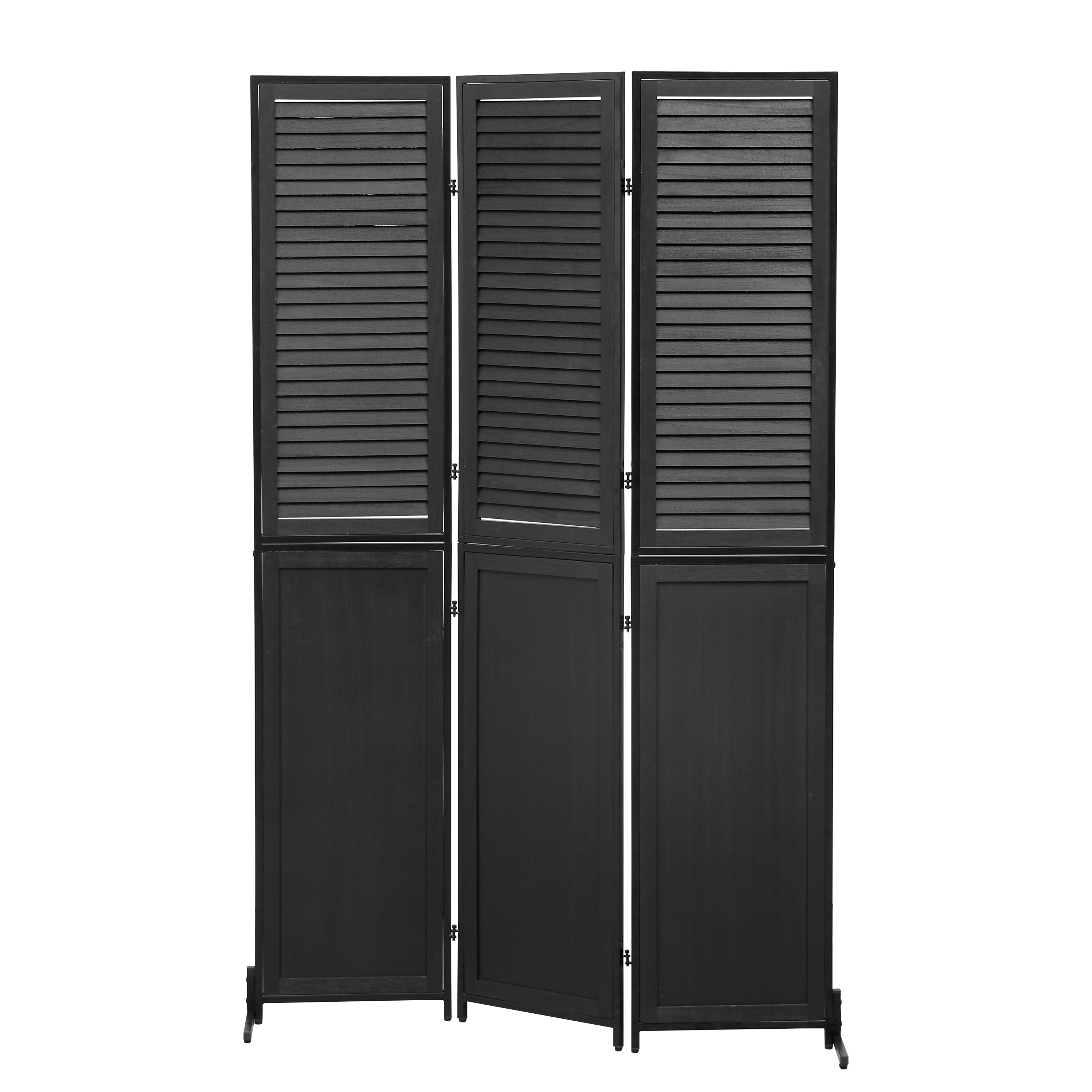 3 Panel Room Divider 6Ft Wood Folding Privacy Screen Black Room Separator Free Standing – view 7