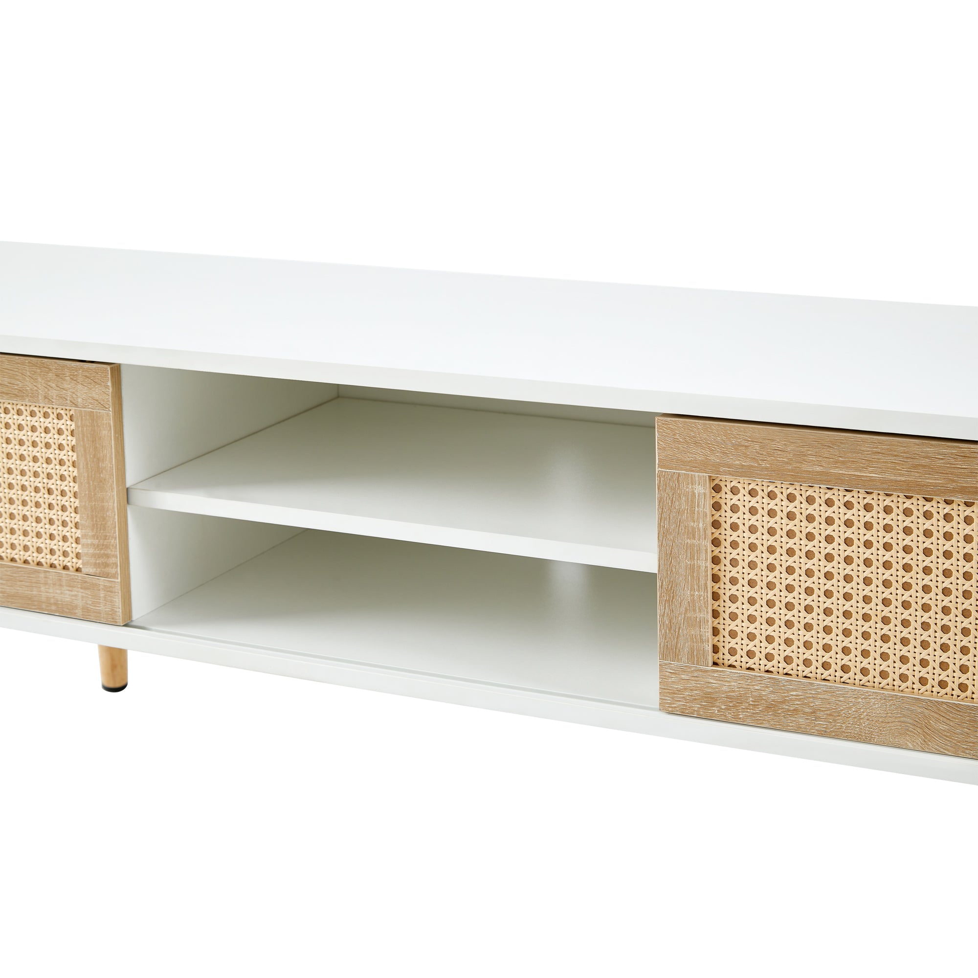 55.12" Rattan TV cabinet, double sliding doors for storage, adjustable shelf – view 6