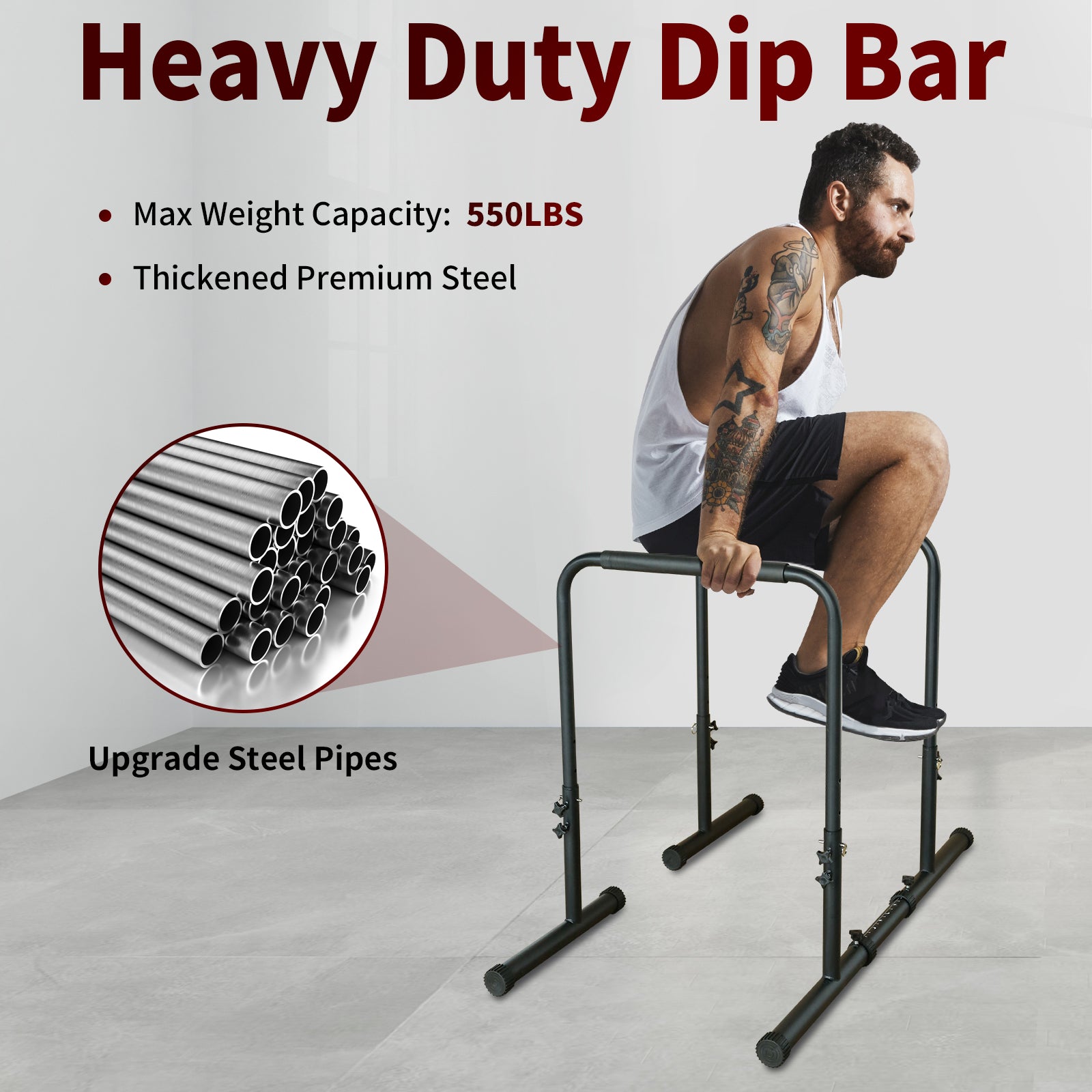 Power Tower Dip Station Pull Up Bar Stand Adjustable Height Heavy Duty Multi-Function – view 6