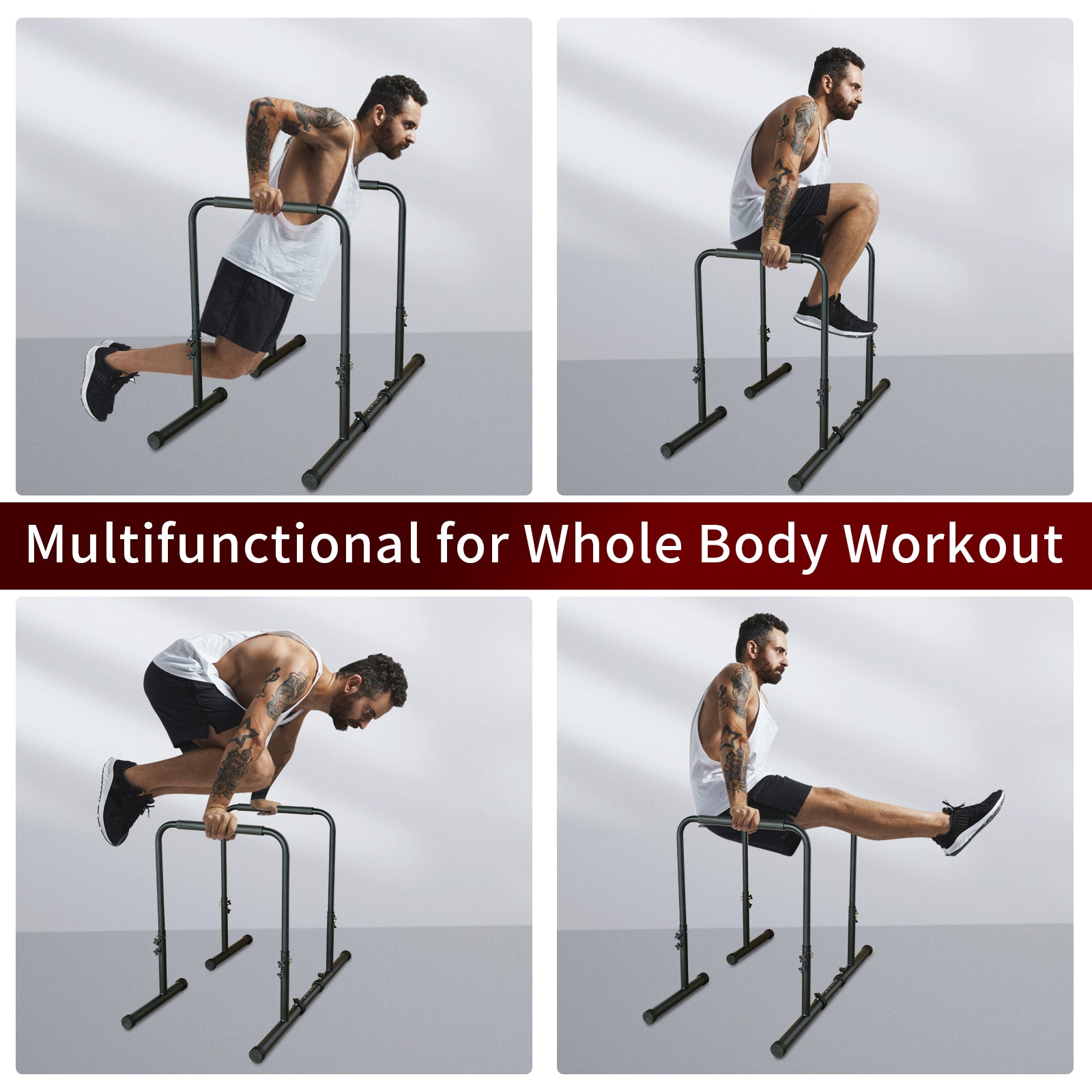 Power Tower Dip Station Pull Up Bar Stand Adjustable Height Heavy Duty Multi-Function – view 7