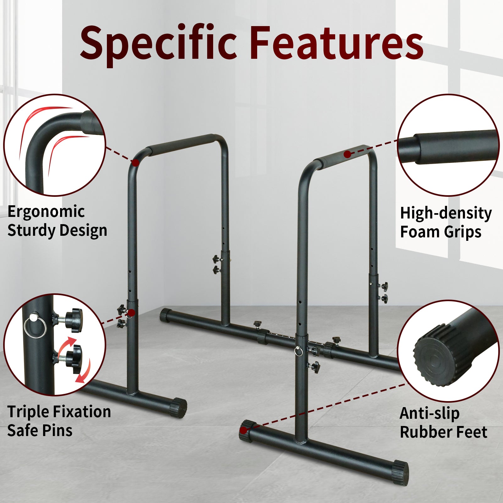 Power Tower Dip Station Pull Up Bar Stand Adjustable Height Heavy Duty Multi-Function – view 5