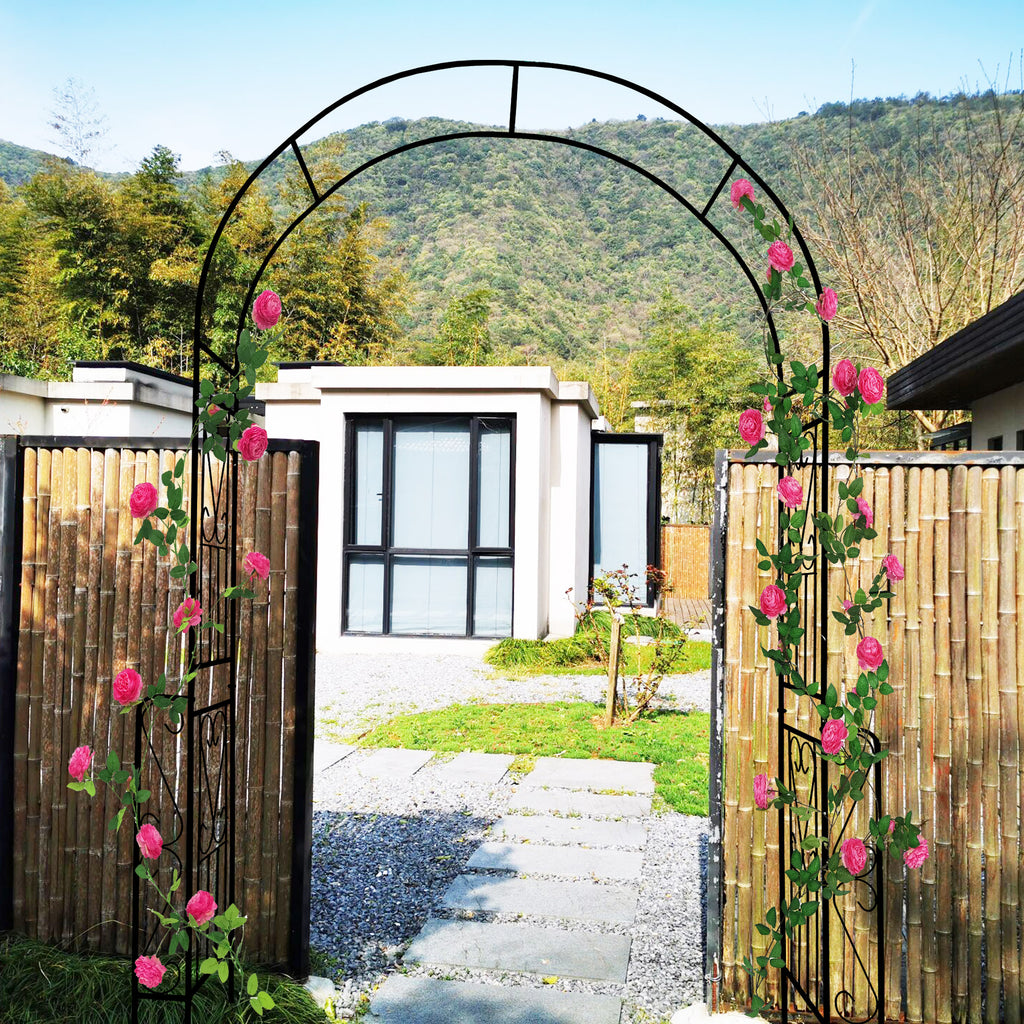 Metal Garden Arch W55'' x H94.5'' Garden Arbor Trellis Climbing Plants Support Rose Arch – view 9