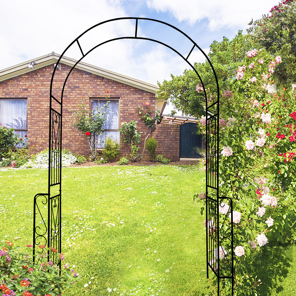 Metal Garden Arch W55'' x H94.5'' Garden Arbor Trellis Climbing Plants Support Rose Arch – view 8