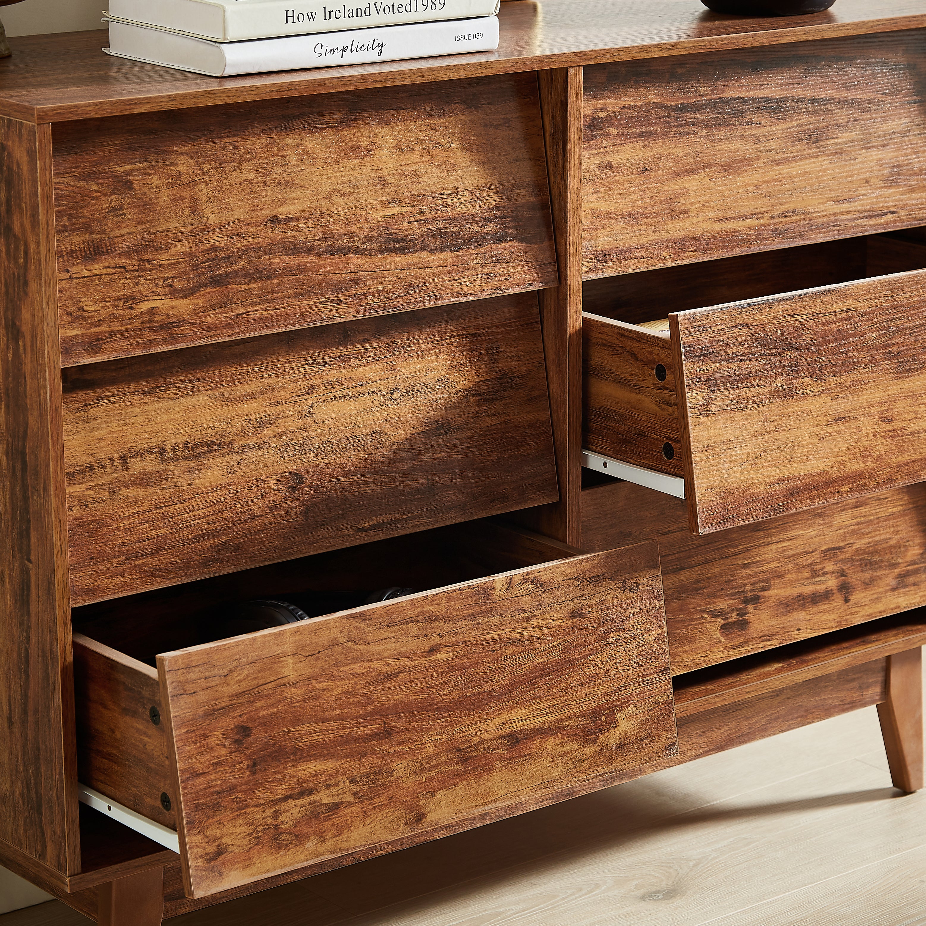 6-Drawer Vintage Beveled Dresser