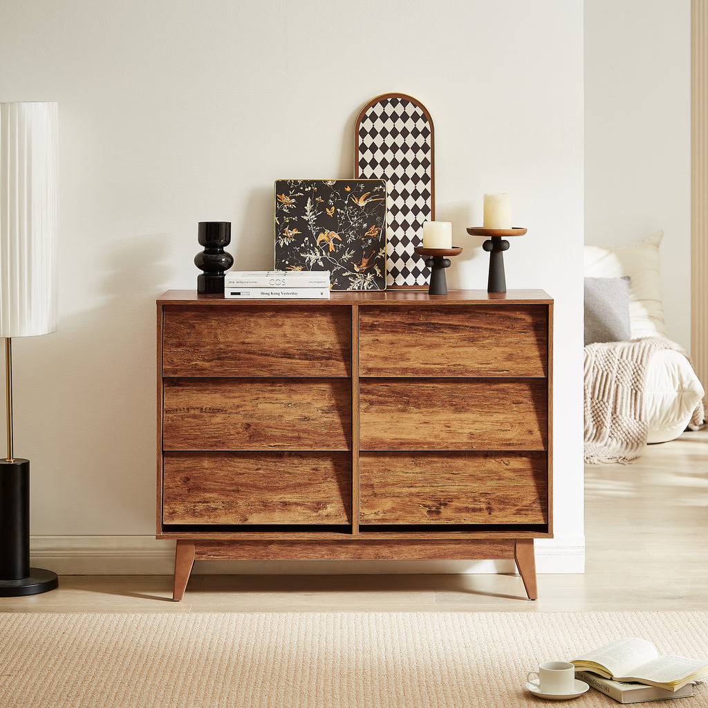 6-Drawer Vintage Beveled Dresser
