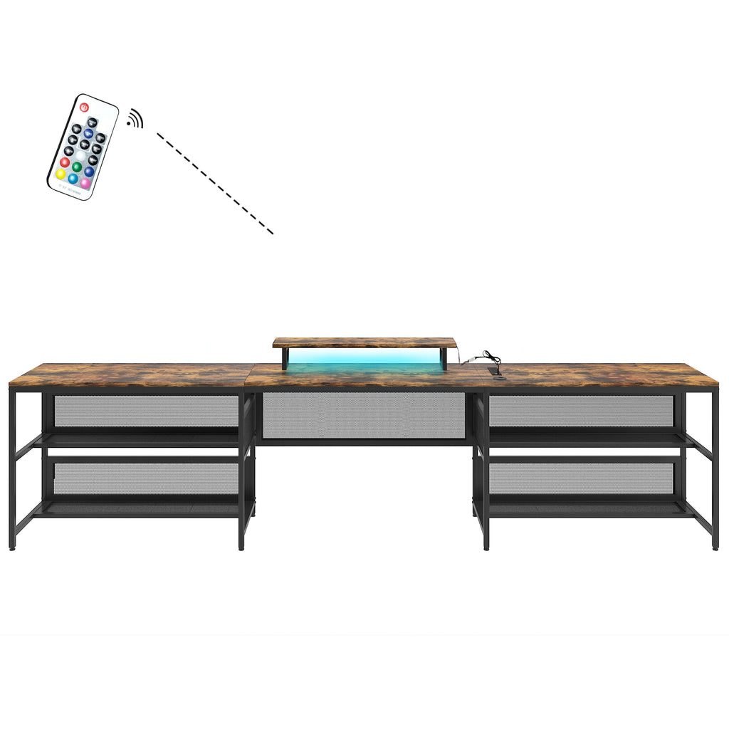 U-Shaped Gaming Desk with Power & LED