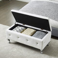 Upholstered Storage Ottoman Bench For Bedroom End Of Bed Faux Leather Rectangular Storage