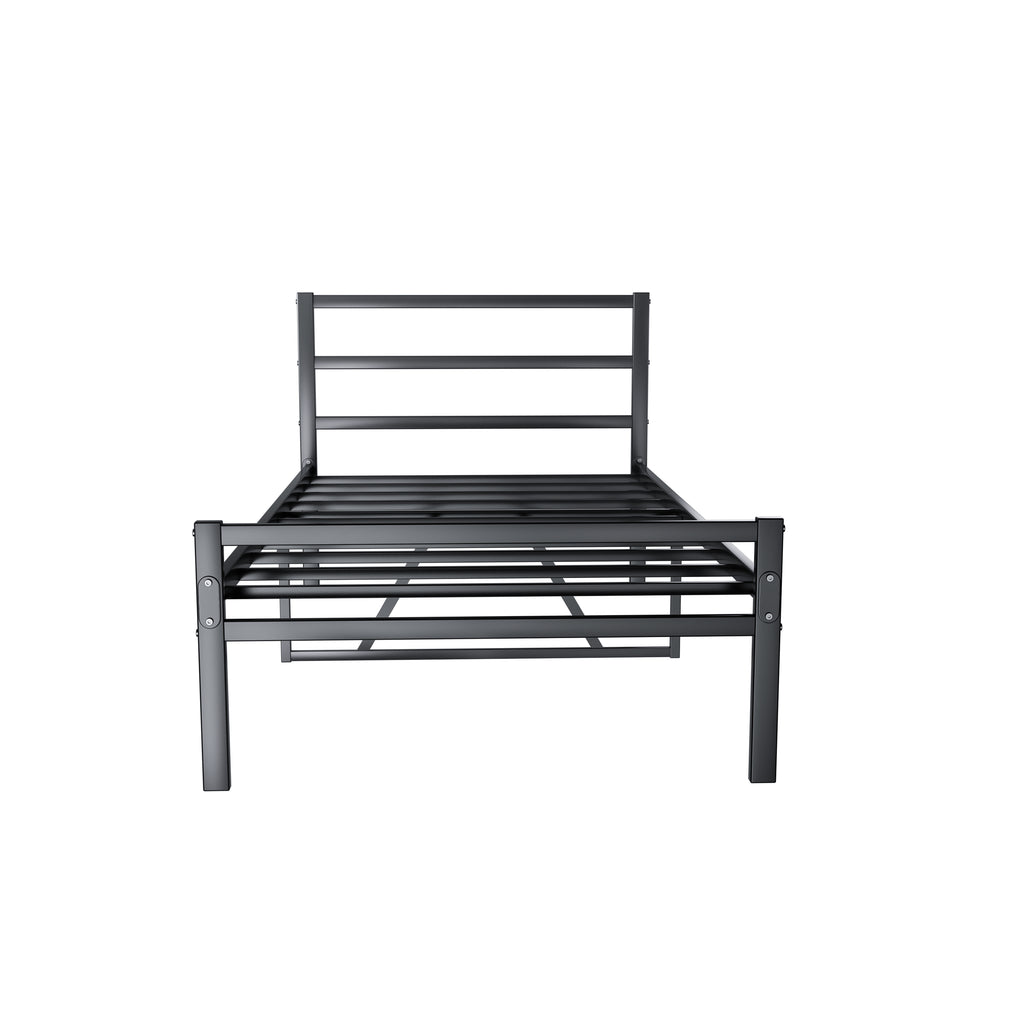 Metal Platform Bed with Wave Headboard