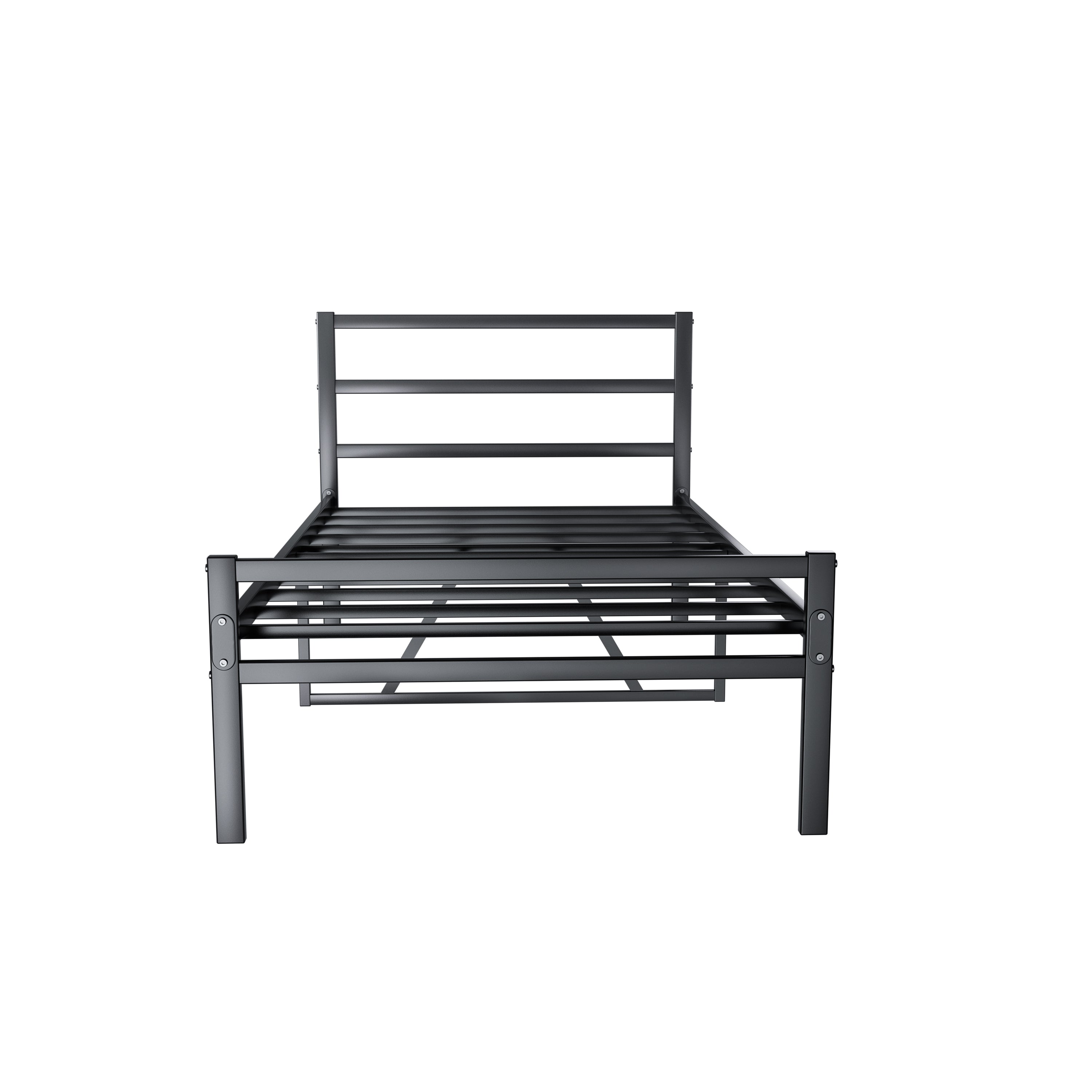 Metal Platform Bed with Wave Headboard