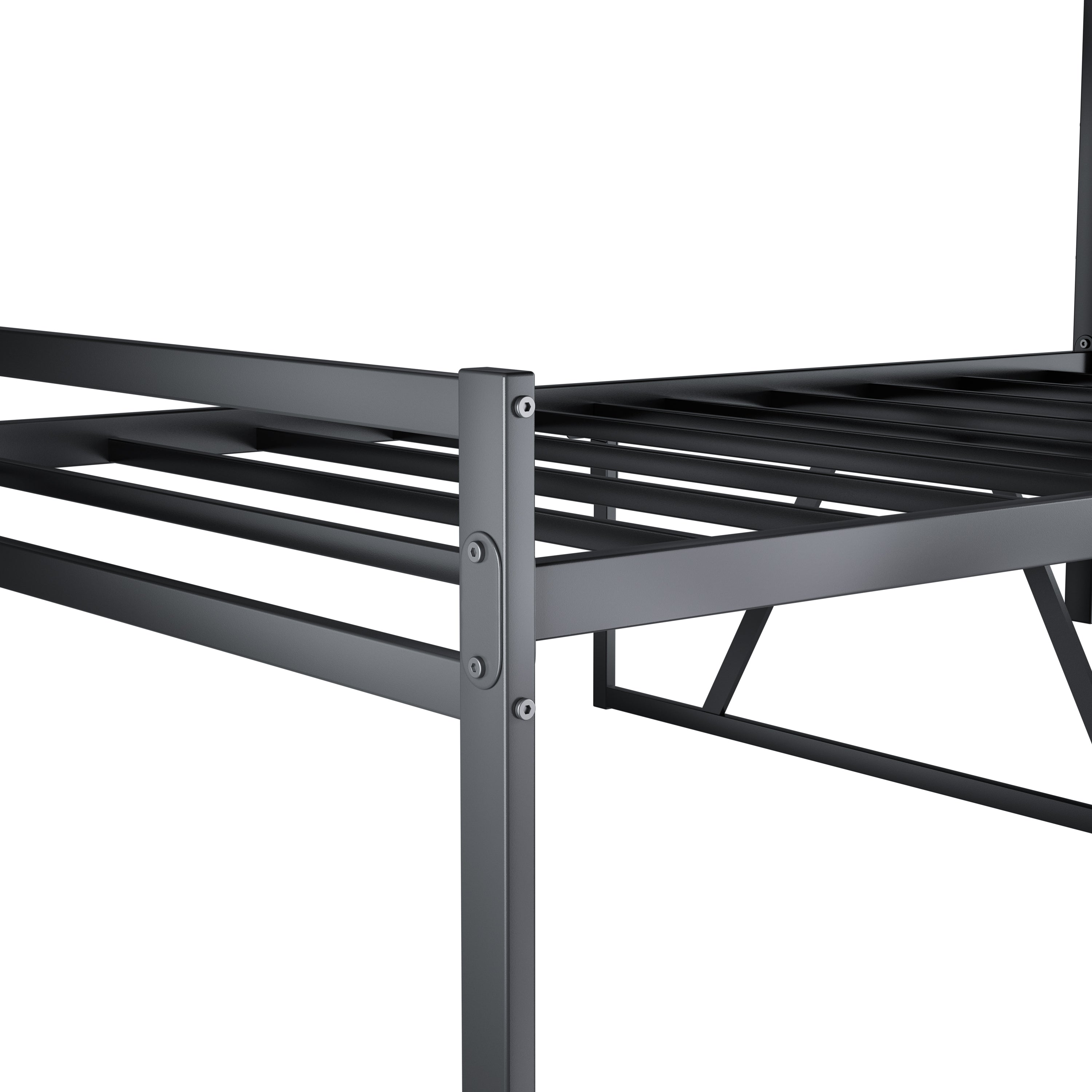 Metal Platform Bed with Wave Headboard