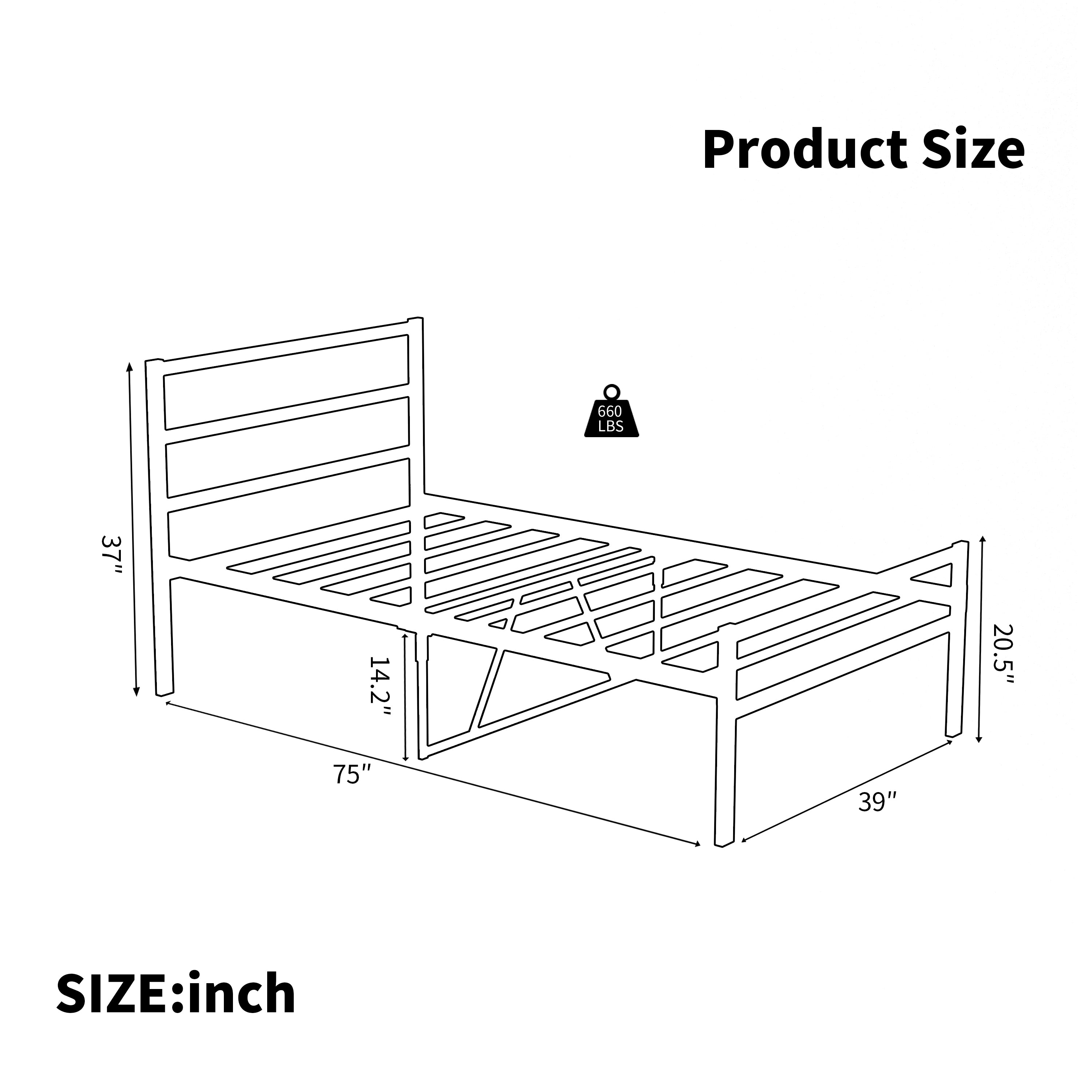 Metal Platform Bed with Wave Headboard