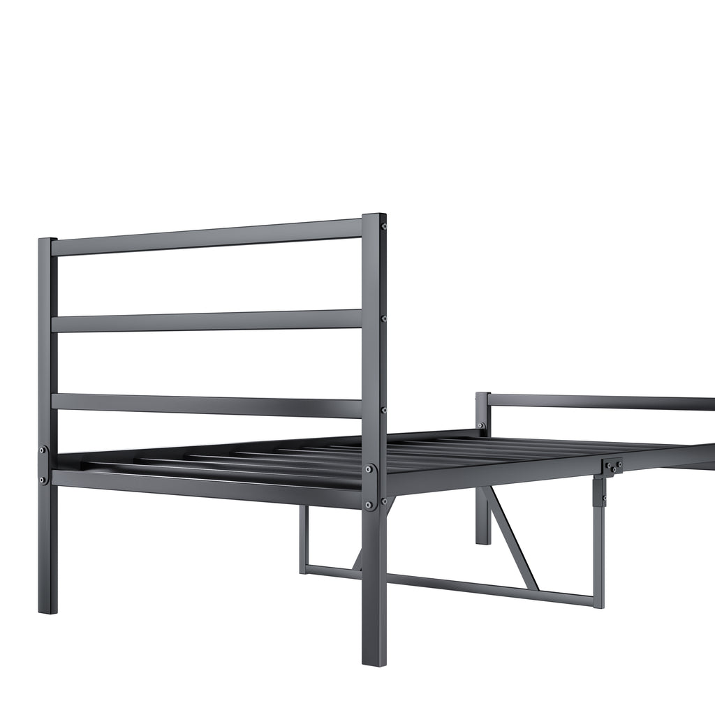 Metal Platform Bed with Wave Headboard