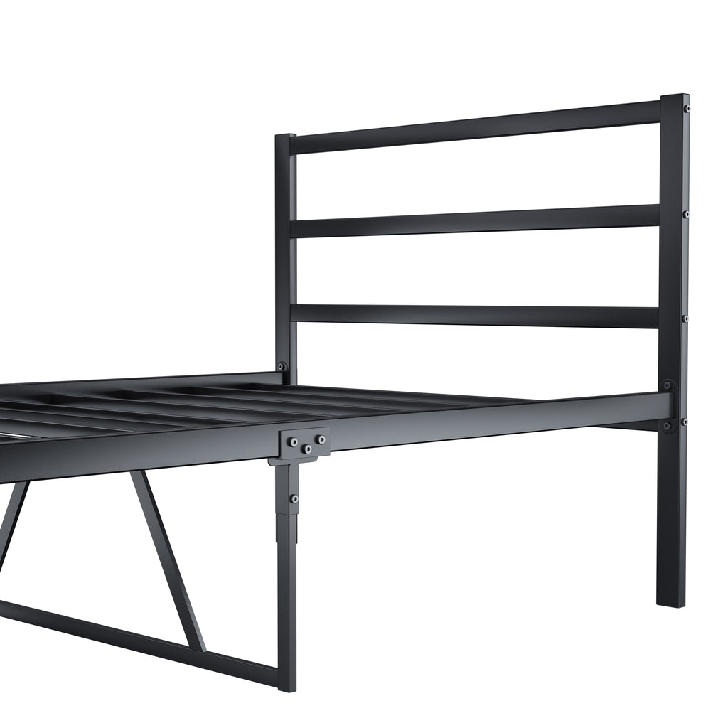 Metal Platform Bed with Wave Headboard