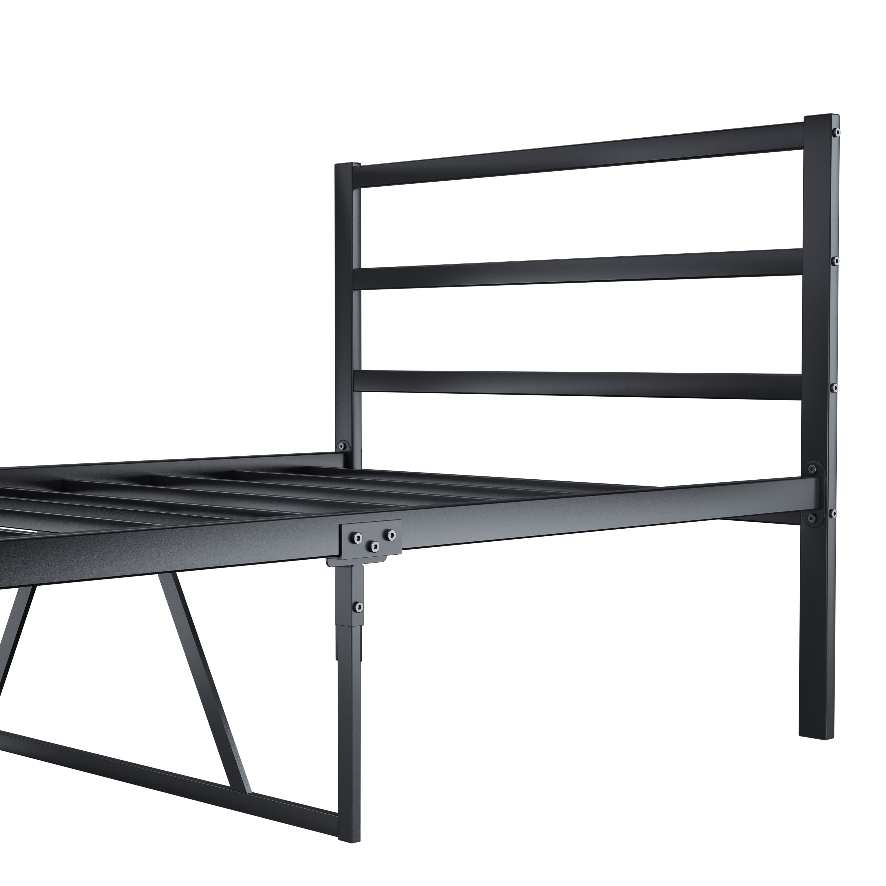 Metal Platform Bed with Wave Headboard