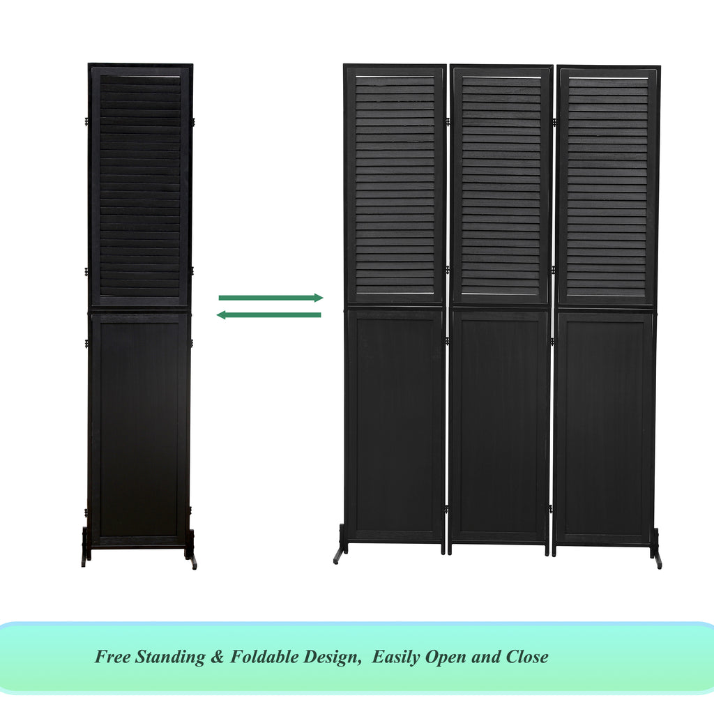 3 Panel Room Divider 6Ft Wood Folding Privacy Screen Black Room Separator Free Standing – view 4