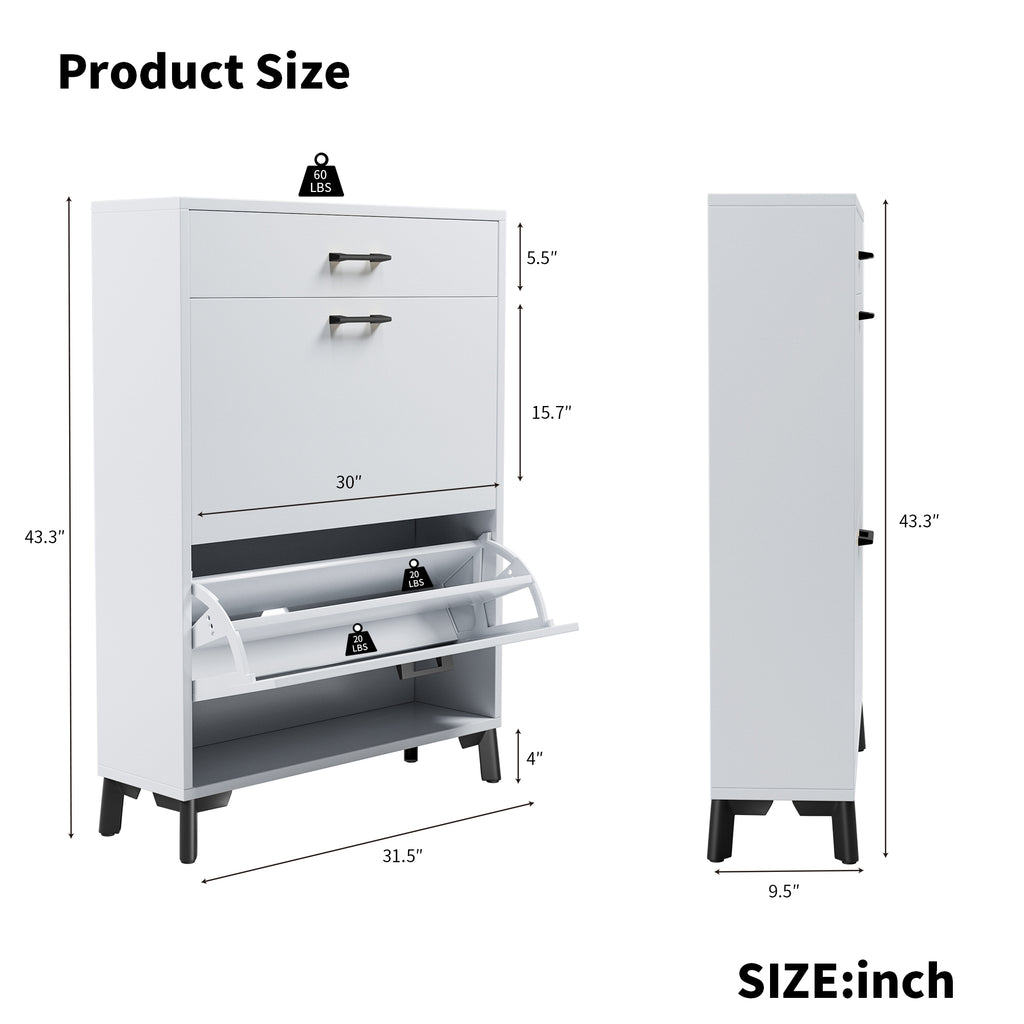 2-Drawer Entryway Shoe Storage Cabinet