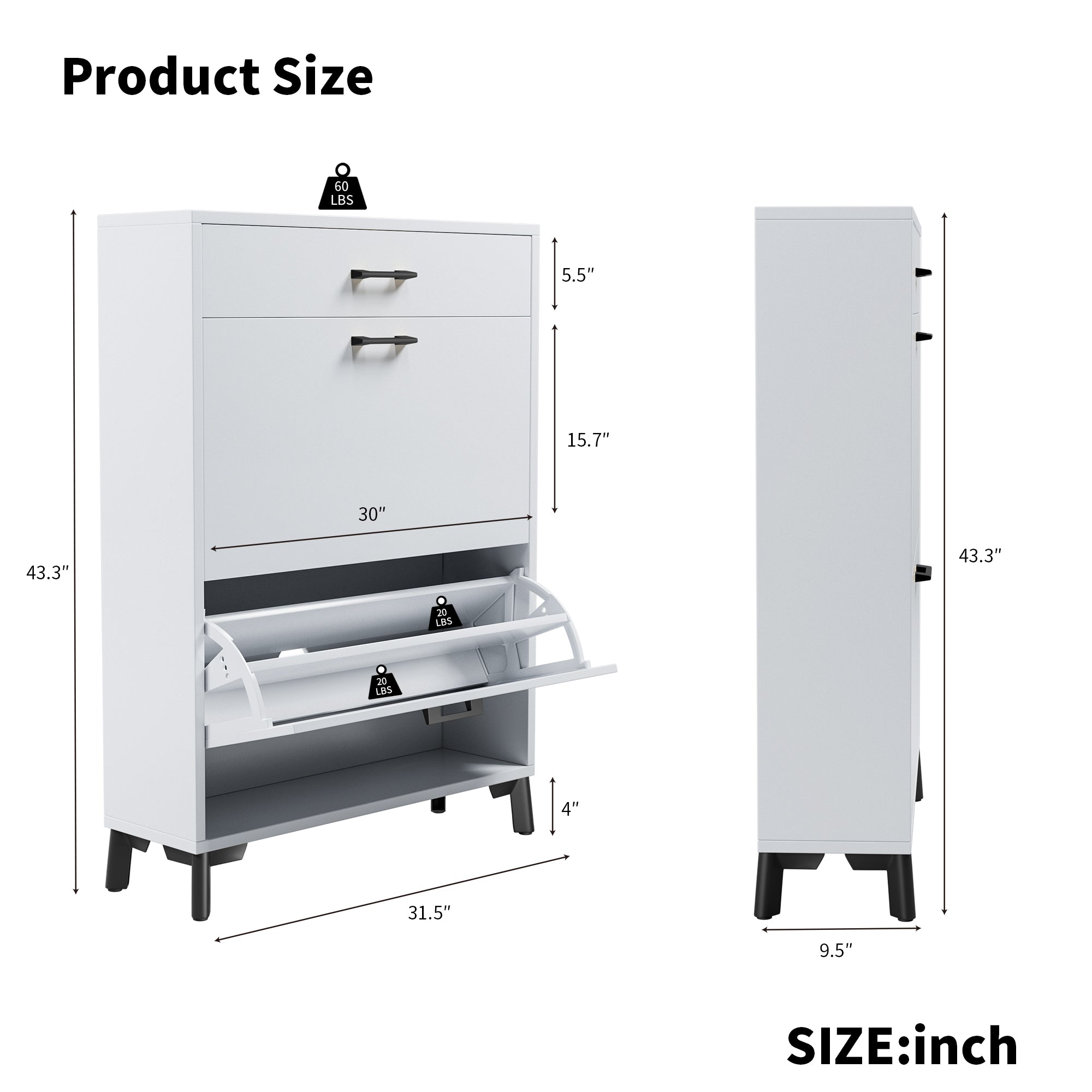 2-Drawer Entryway Shoe Storage Cabinet