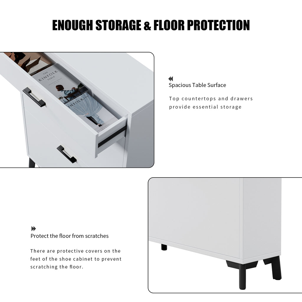 2-Drawer Entryway Shoe Storage Cabinet