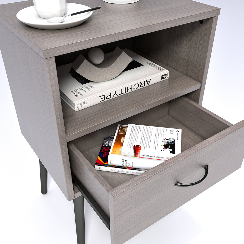 Two sets of Nightstand,modern style bedside table, With storage drawers and open wooden shelves, Suitable for living rooms, Bedrooms and small spaces. Decorative bedside tables in two sets, Easy to as