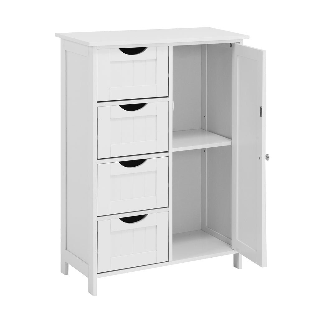 White Bathroom Storage Cabinet, Floor Cabinet with Adjustable Shelf and Drawers – view 9
