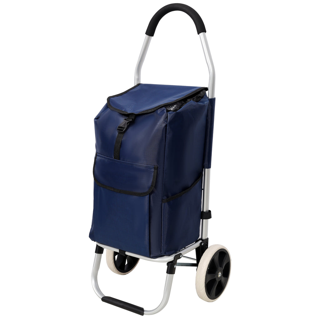 Foldable 40L Shopping Trolley with Removable Waterproof Bag - Standard Wheels Blue