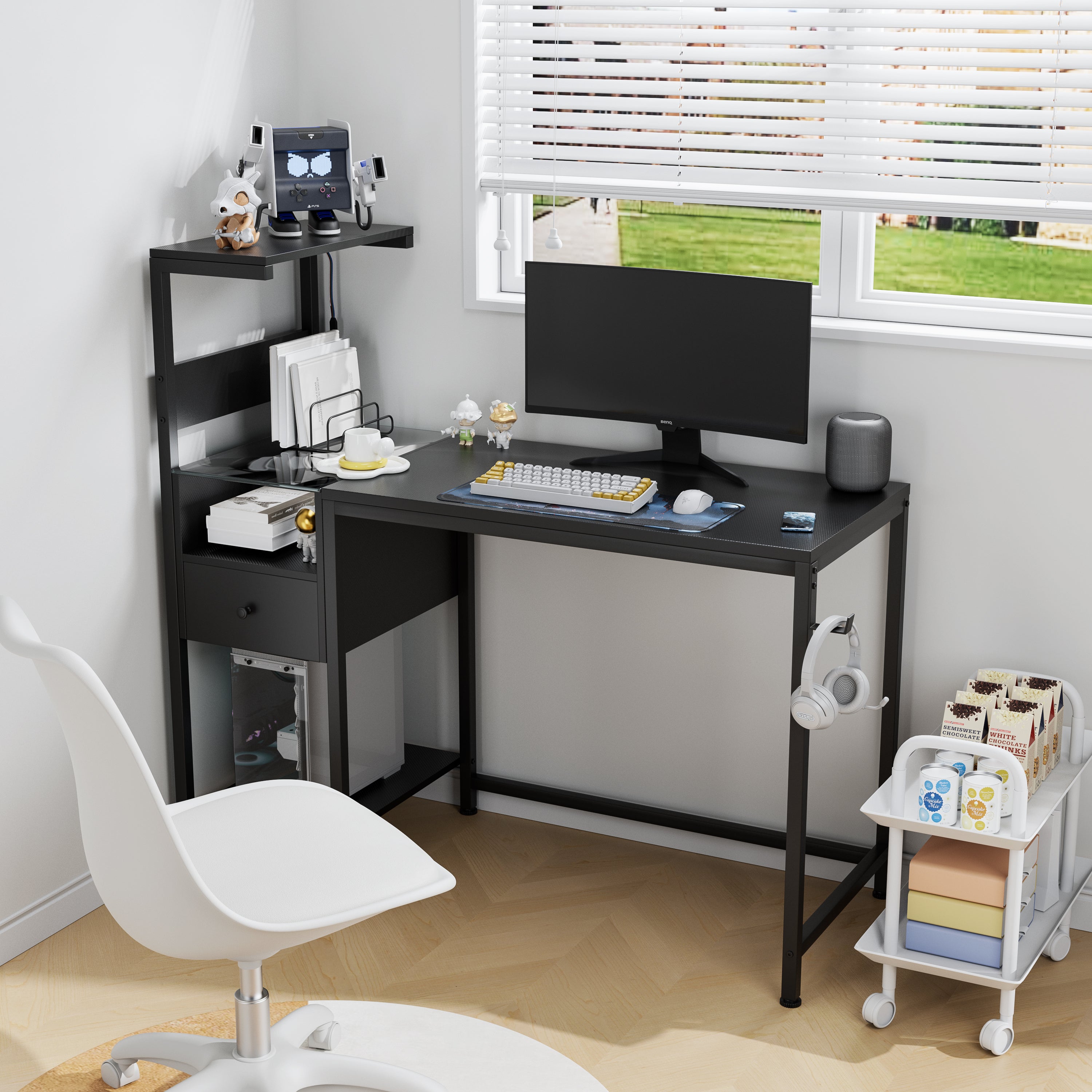 48-Inch Computer Desk with Power, Storage & LED