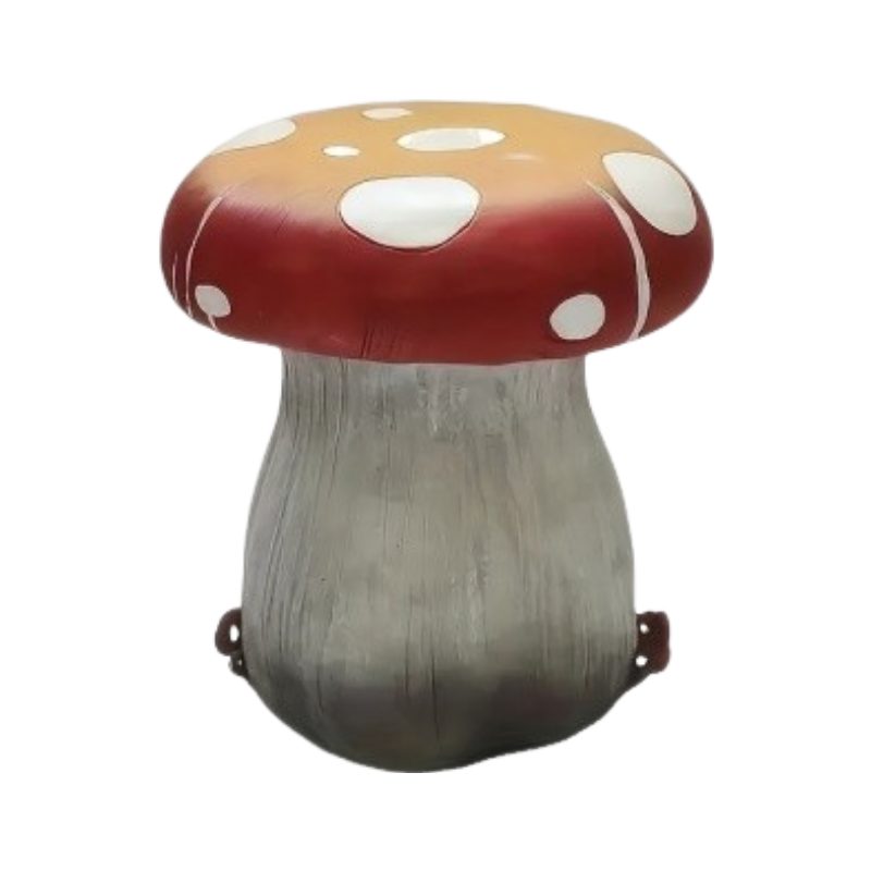 13.4" Oversized Mushroom Statue Stool, Resin Garden Stool with Forest Base – view 8