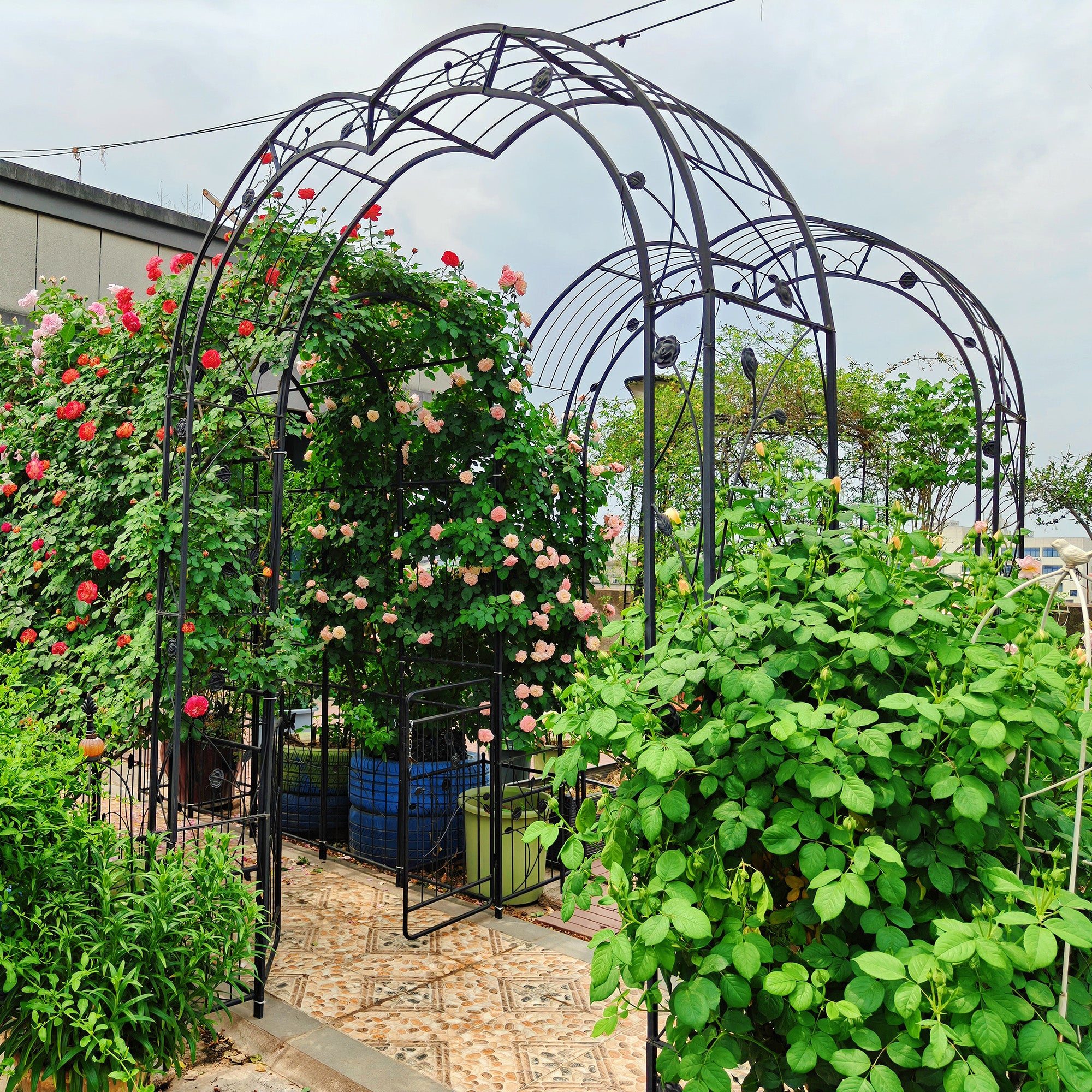 Metal Garden Arch Assemble Freely with 8 Styles Garden Arbor Trellis Climbing Plants – view 12