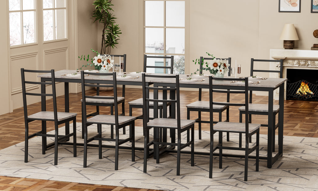 Dining Table Set for 4, 5 pieces Farmhouse Dinette Set with 4 chairs, Mid-Century Modern Dining Table and Chairs Set for Kitchen, Dining Room