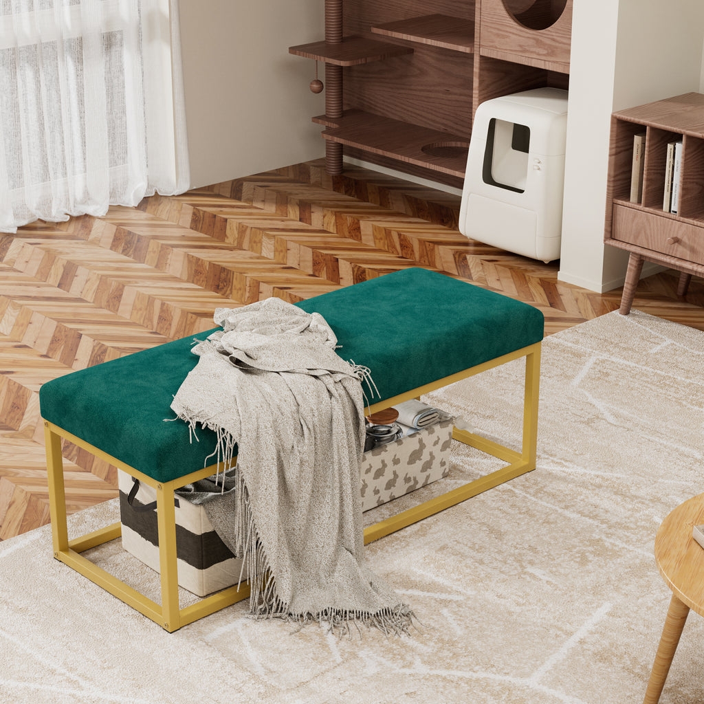 Mid-Century Upholstered Entryway Bench