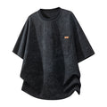 Men's Thin Striped Fake Two-Piece Stand Collar T-Shirt, Huamian Cotton Short Sleeve Outdoor Casual Top