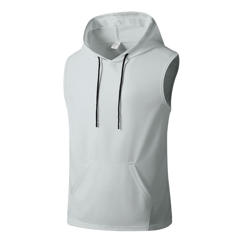Men's New Summer Hooded Tank Top, Trendy Loose Fit Sleeveless T-Shirt, Quick Dry Breathable Cutoff Vest for Gym Fitness Running Casual Daily Wear