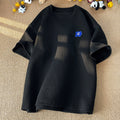 Men's Plus Size Textured Short Sleeve T-Shirt, Summer Letter Brush Embroidery Casual Loose Tee