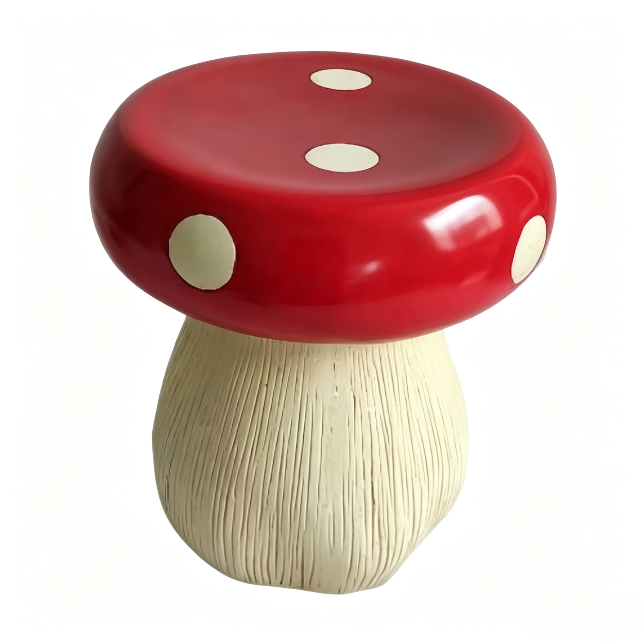 13.8" Oversized Mushroom Statue Stool, Resin Garden Stool with Forest Base