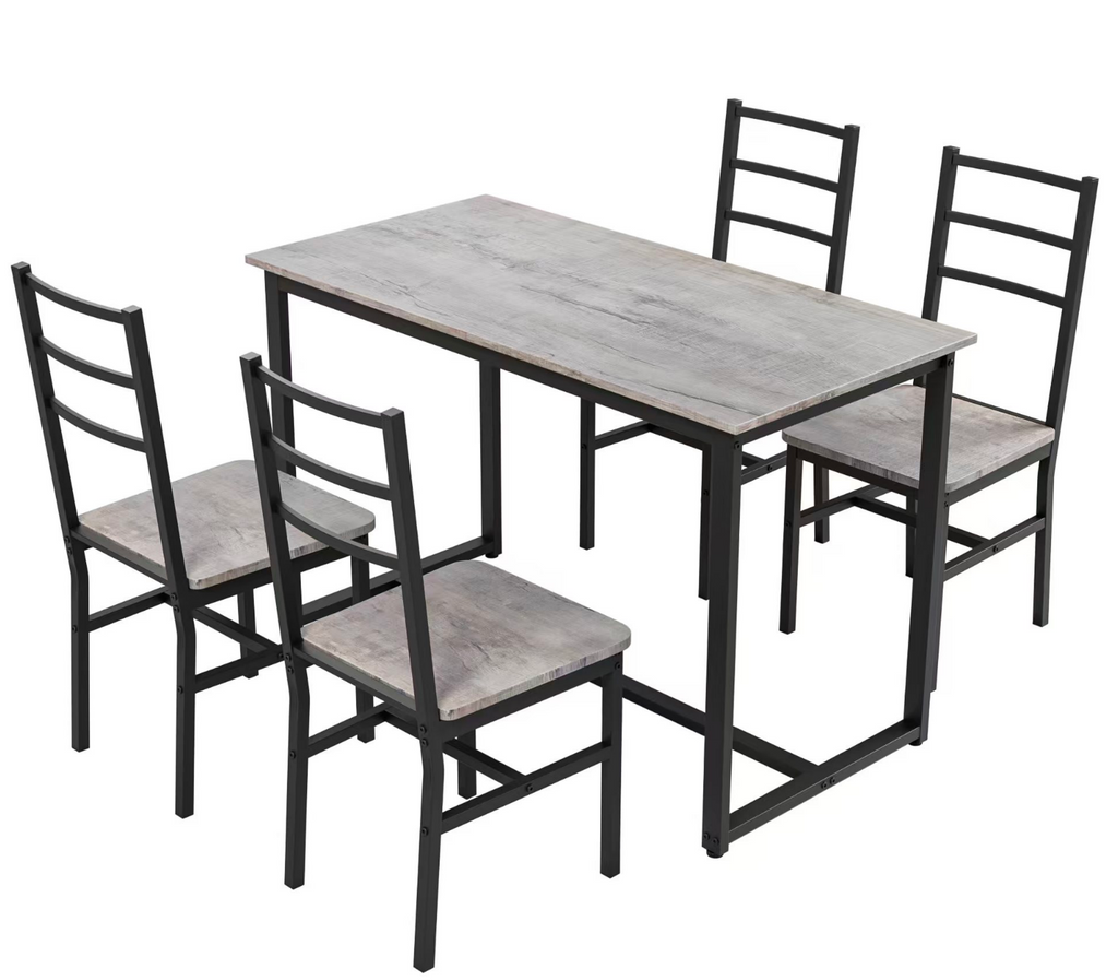 Dining Table Set for 4, 5 pieces Farmhouse Dinette Set with 4 chairs, Mid-Century Modern Dining Table and Chairs Set for Kitchen, Dining Room