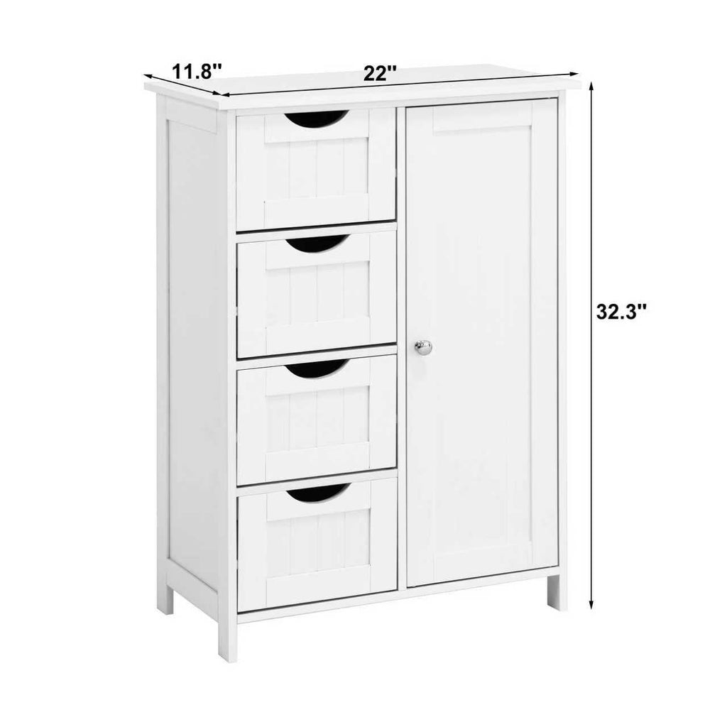 White Bathroom Storage Cabinet, Floor Cabinet with Adjustable Shelf and Drawers – view 11