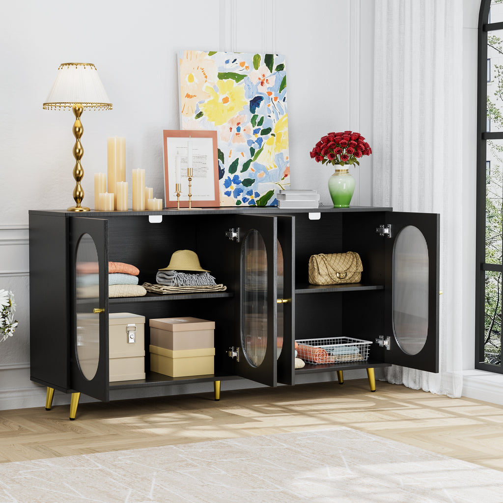Modern Accent Sideboard Cabinet with Acrylic Doors, Freestanding Storage Cupboard Console Table for Kitchen Dining Living Room Hallway Office