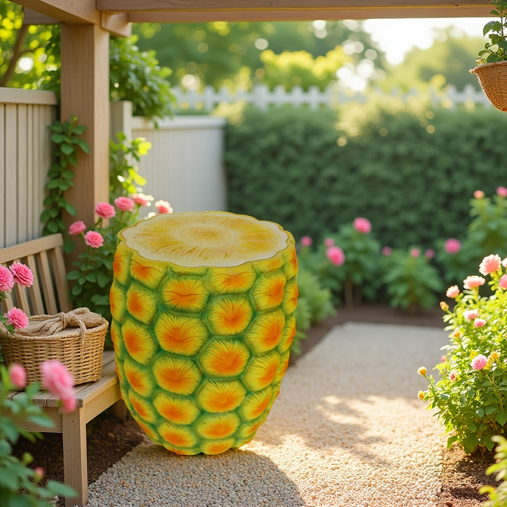 14" Oversized Pineapple Shaped Resin Stool, Side Table, Plant Stand – view 2