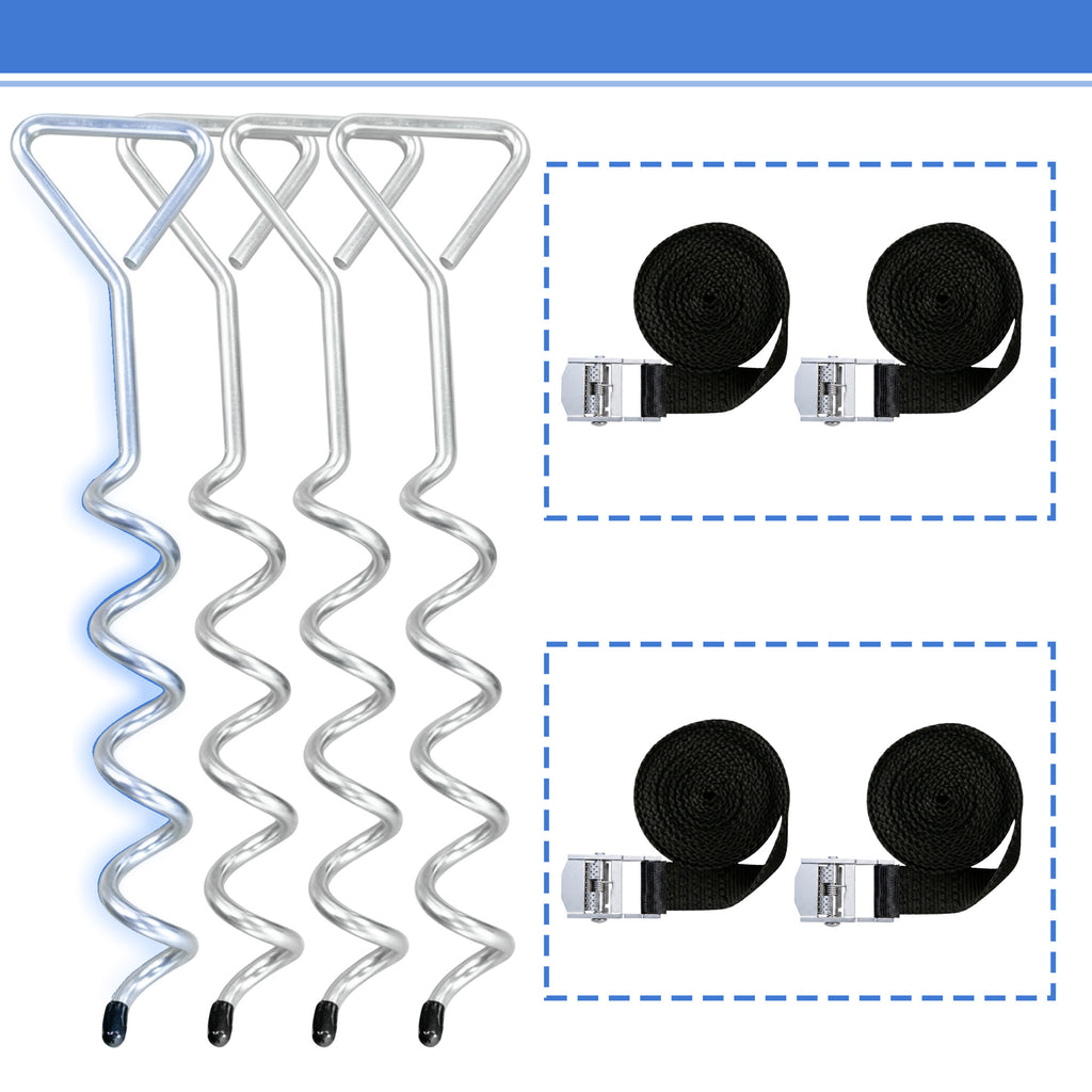 4-Pack Windproof Trampoline Stakes Anchor Kit-Steel Corkscrew Anchor