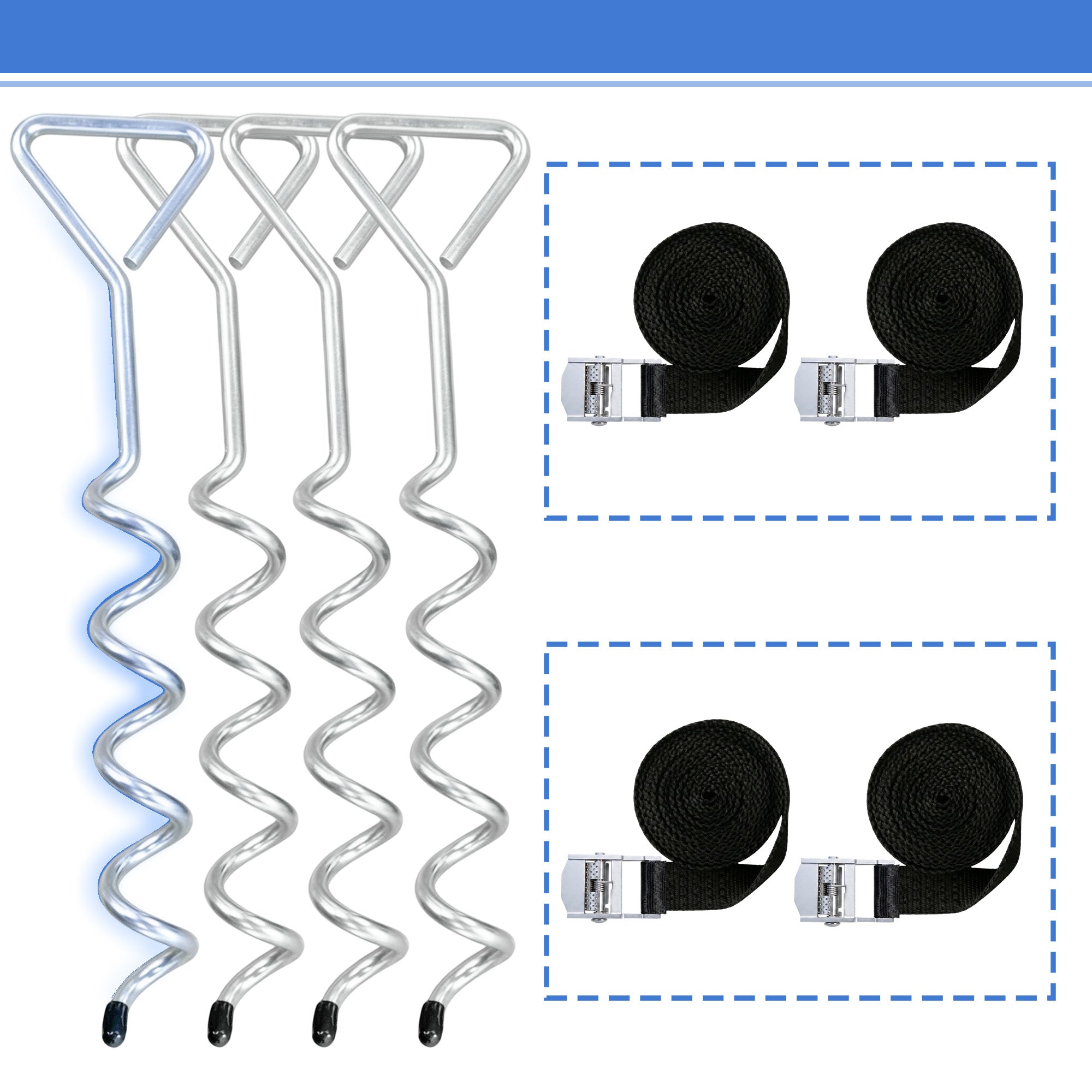 4-Pack Windproof Trampoline Stakes Anchor Kit-Steel Corkscrew Anchor