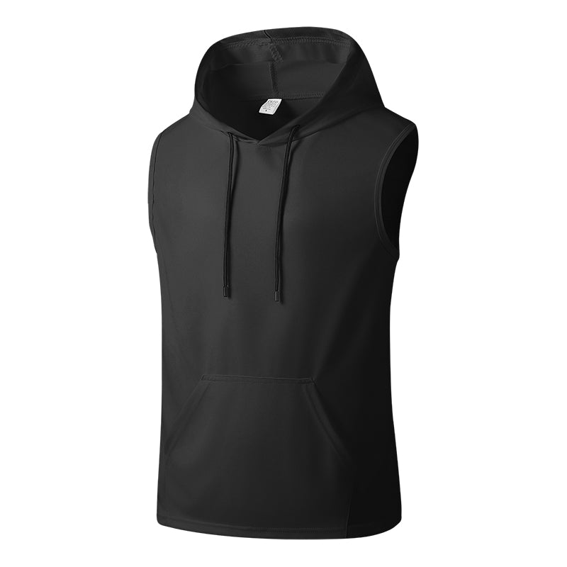 Men's New Summer Hooded Tank Top, Trendy Loose Fit Sleeveless T-Shirt, Quick Dry Breathable Cutoff Vest for Gym Fitness Running Casual Daily Wear