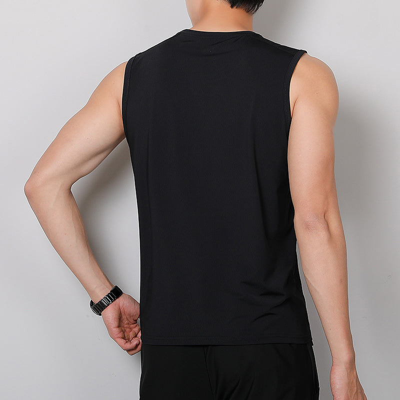 Men's Summer Ice Silk Tank Top, High Quality Quick Dry Breathable Sleeveless T-Shirt, Loose Plus Size Ultra Light Undershirt for Fitness Running Workout