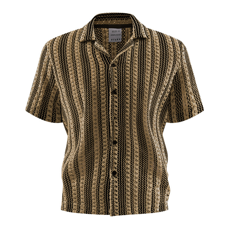 Men's Hollow Out Knit Short Sleeve Shirt Jacket
