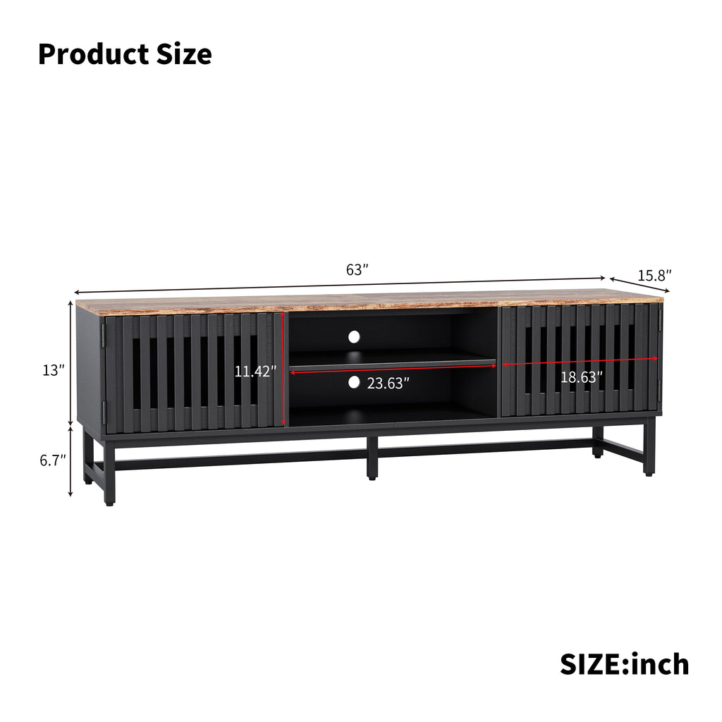 63-Inch Slatted Mid-Century TV Stand