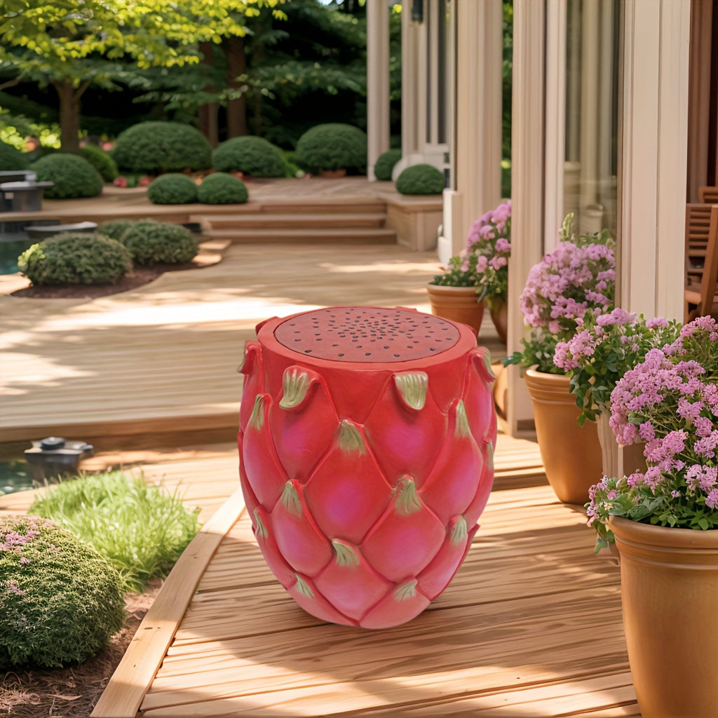 13.4" Oversized Resin Dragon Fruit Stool, Multi-Purpose Side Table & Plant Stand – view 2