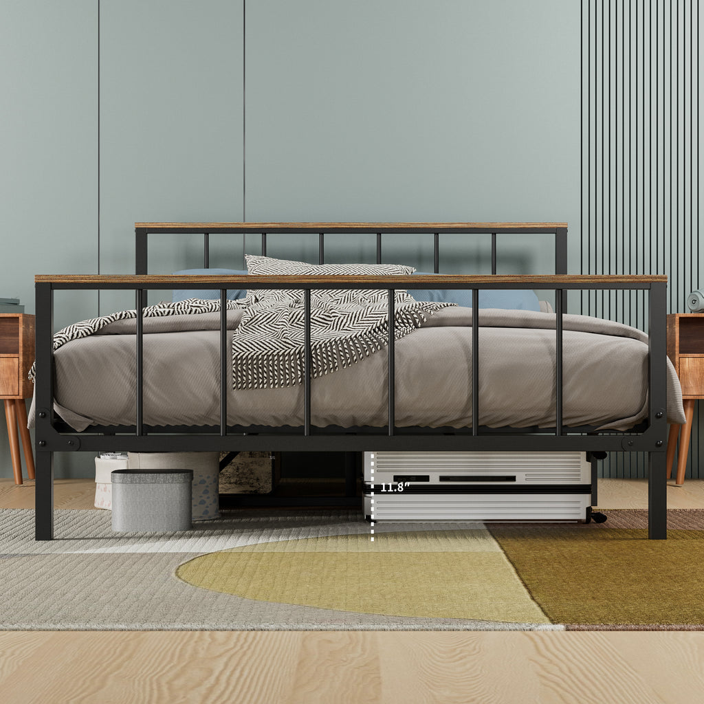 Metal Platform Bed with Headboard & Footboard