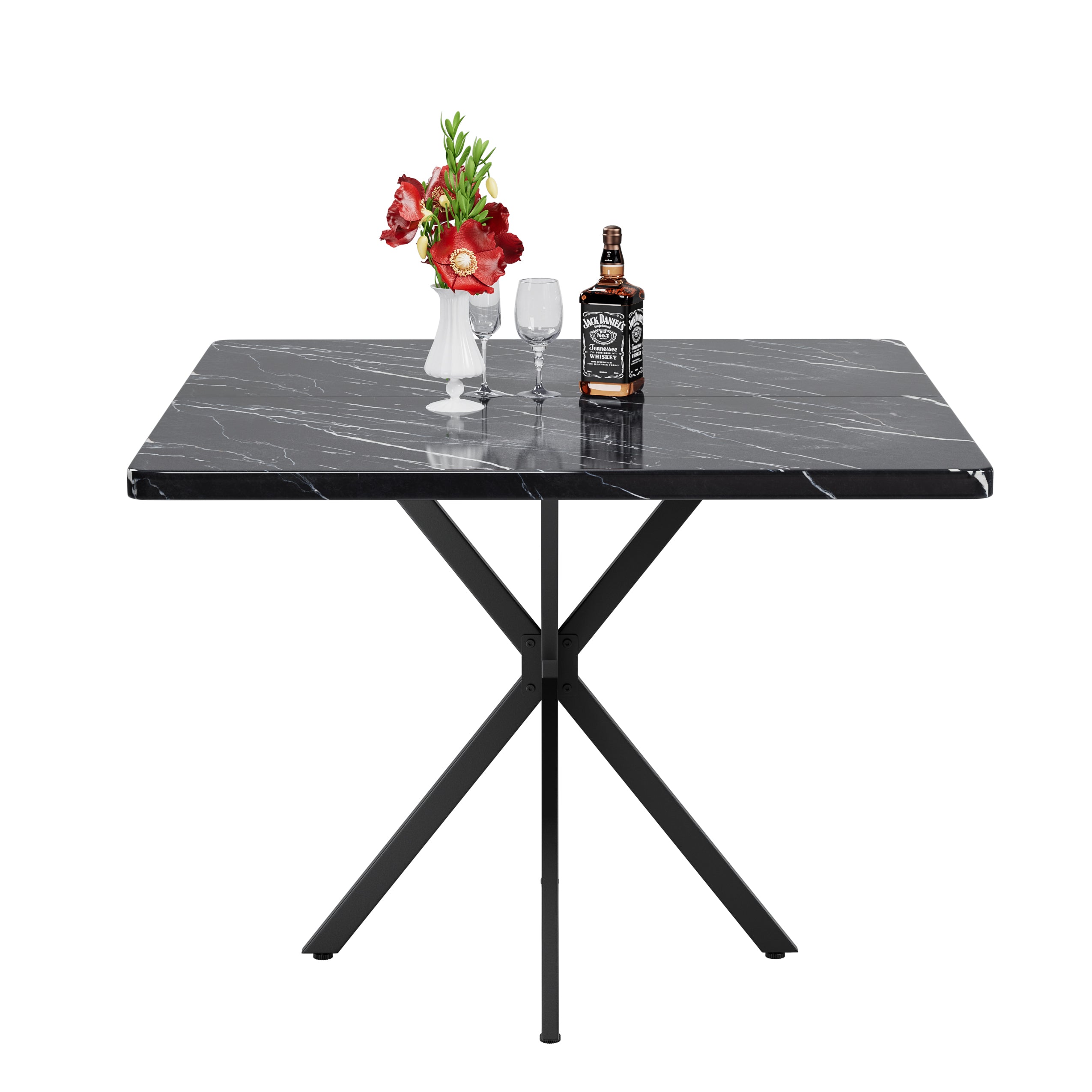 Square Dining Table, Mid Century Modern Square Dining Table for 4-6 Person, Coffee Table for Kitchen Dining Room, Office, Save Space